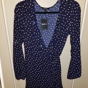 Forever 21 Wrap Dress L Navy Blue NWT